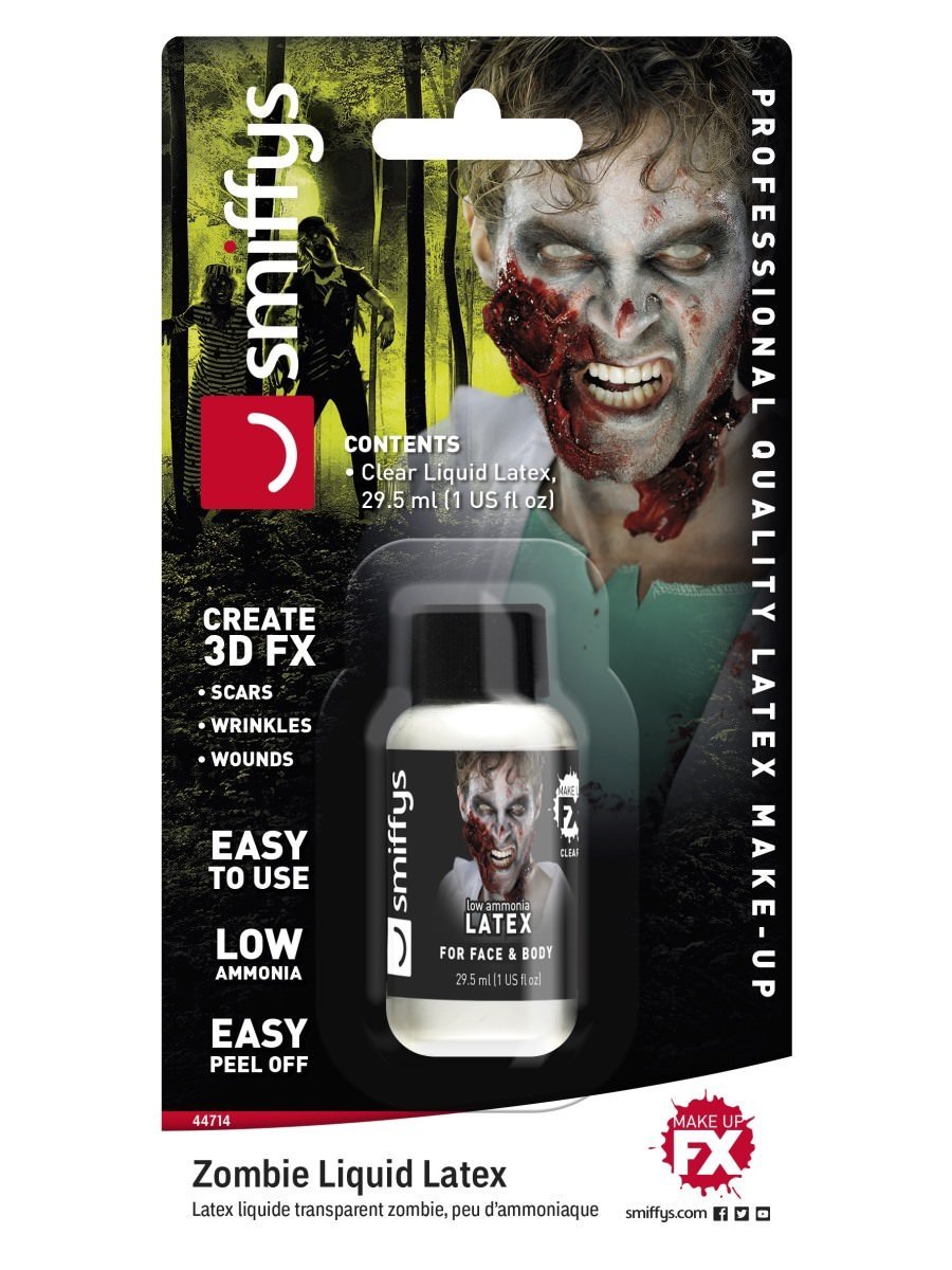 Smiffys Make-Up FX, Zombie Liquid Latex, Clear